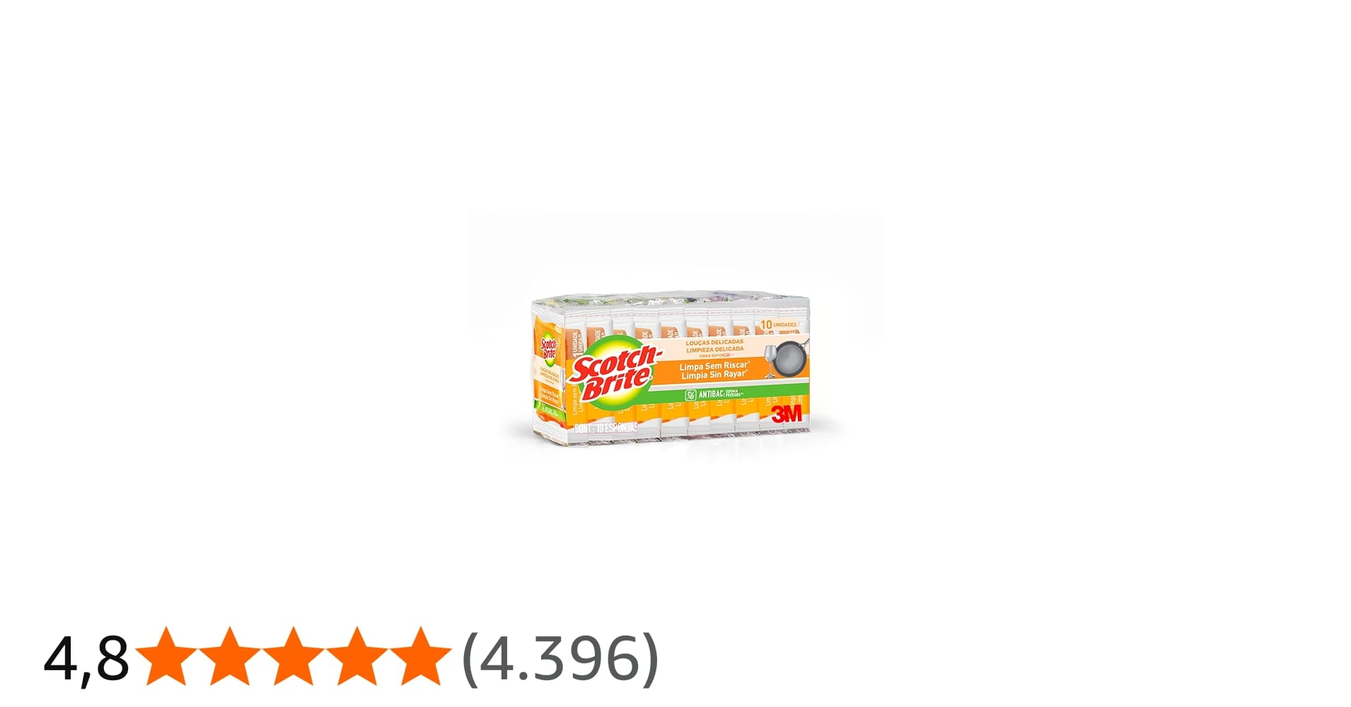 Scotch-Brite, 3m, Esponja para Louças Delicadas, 10 Unidades - Laranja