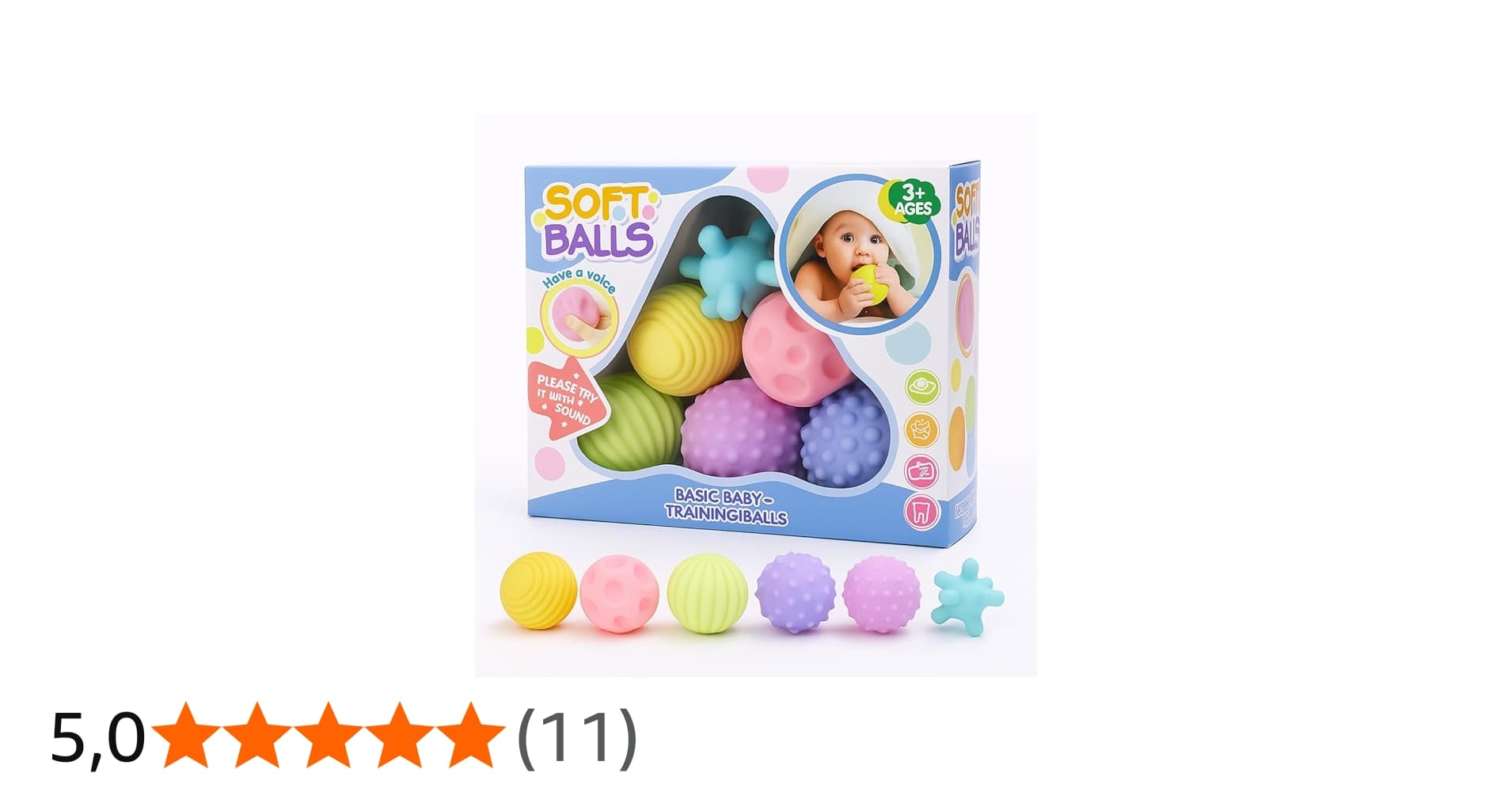 Kit de Bolas Sensoriais para Bebê – Texturas Educativas, Estímulo Motor e Cores Suaves – Silicone Macio Atóxico – Aprendizado e Diversão a Partir de 3 Meses