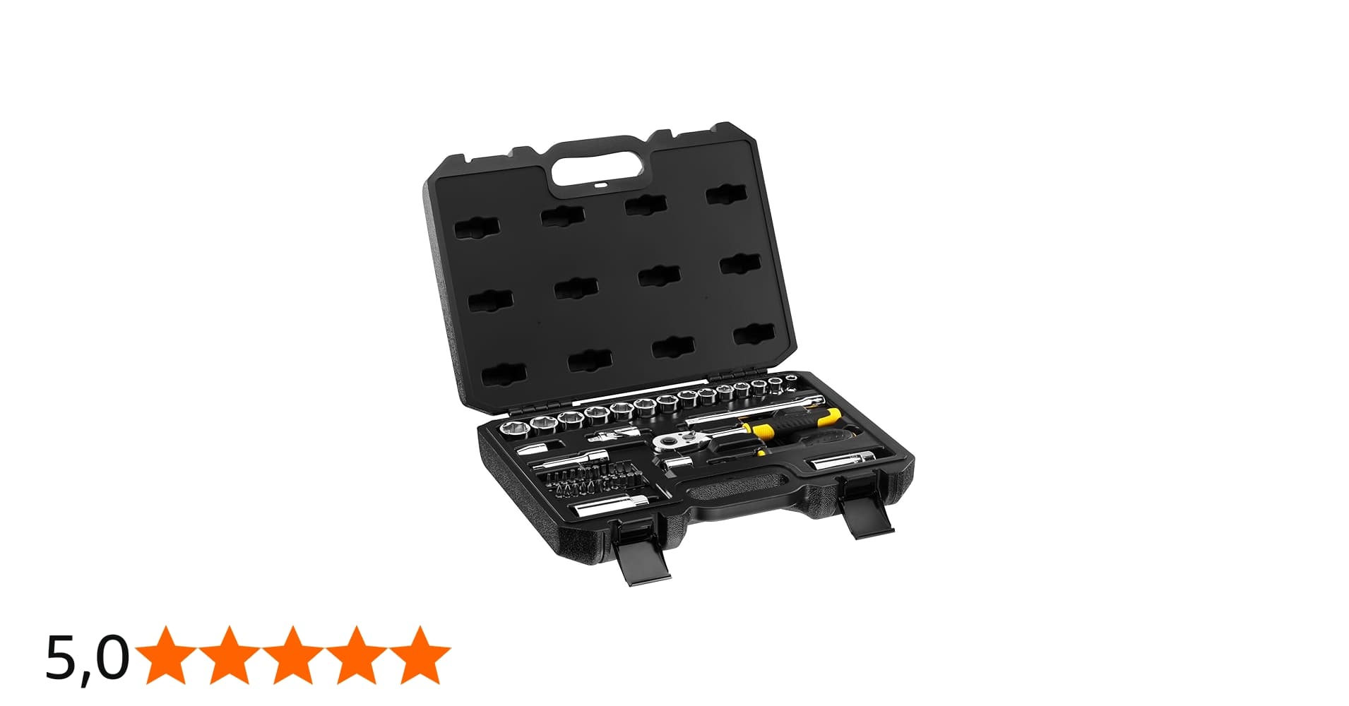 Stanley Jogo de Ferramentas Mecânicas, Jogo de Soquetes com Chave de Catraca, Caixa de Ferramenta com Junta Universal, Stmt82829-la, 45 Peças