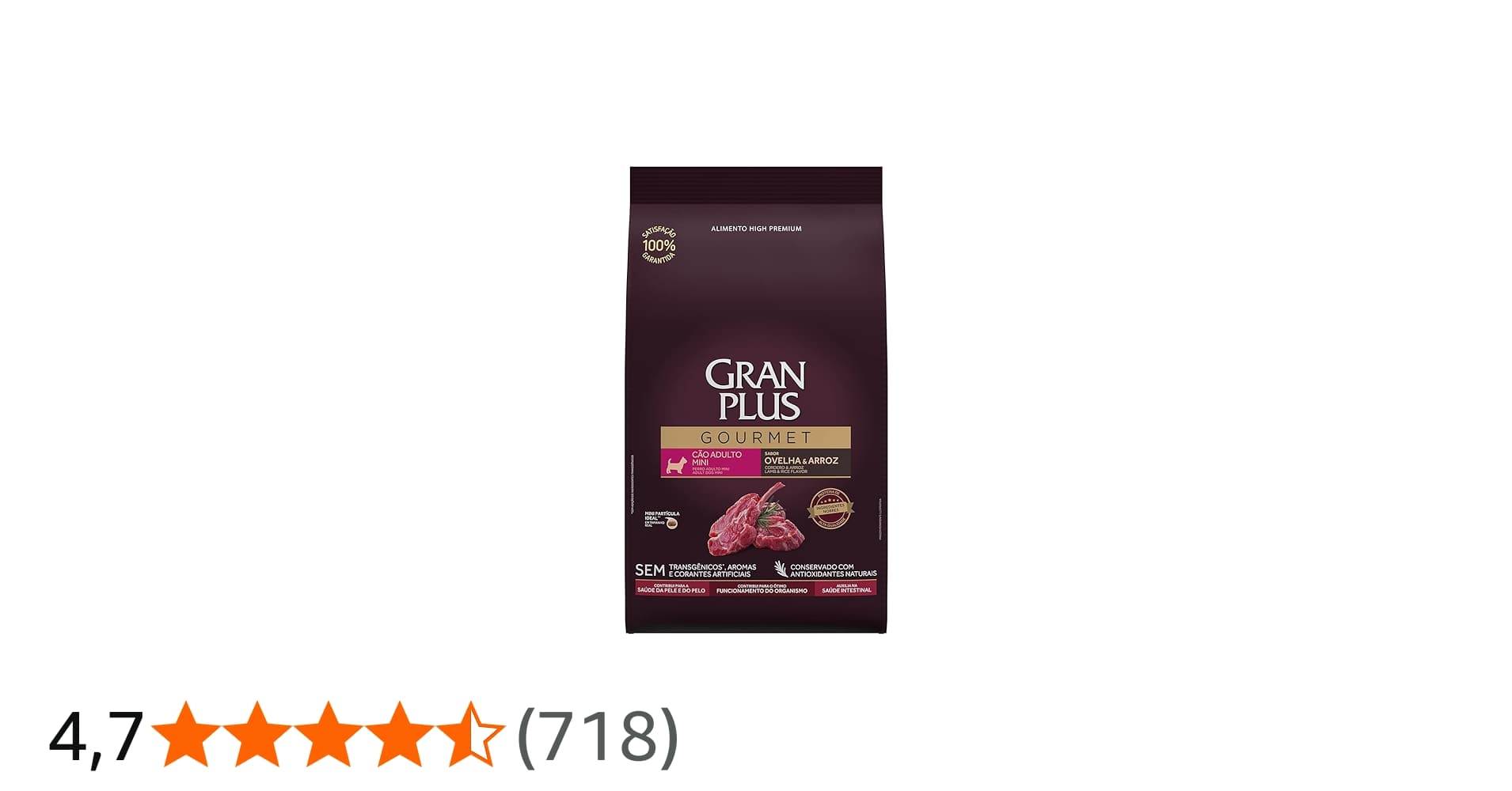 Ração GranPlus Gourmet Cães Adultos Mini Ovelha e Arroz 10,1kg