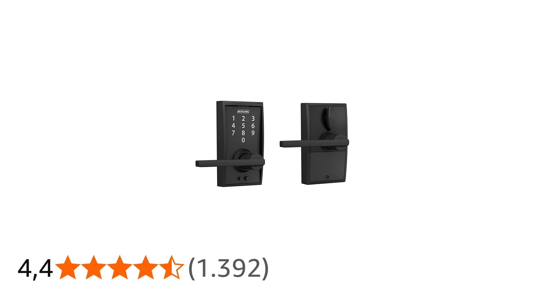 Schlage Fechadura Touch Century com Maçaneta Latitude (preto Fosco) Fe695 Cen 622 Lat