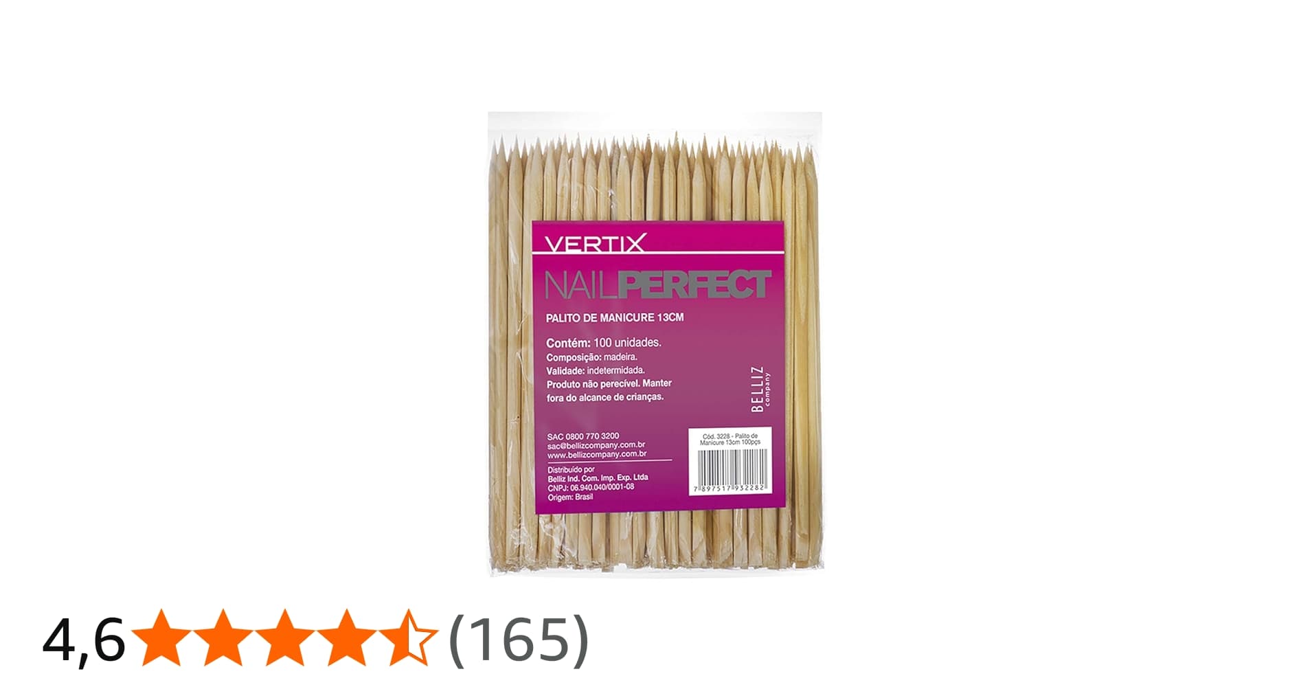 Vertix Palito de Manicure 13Cm 100 Pcs