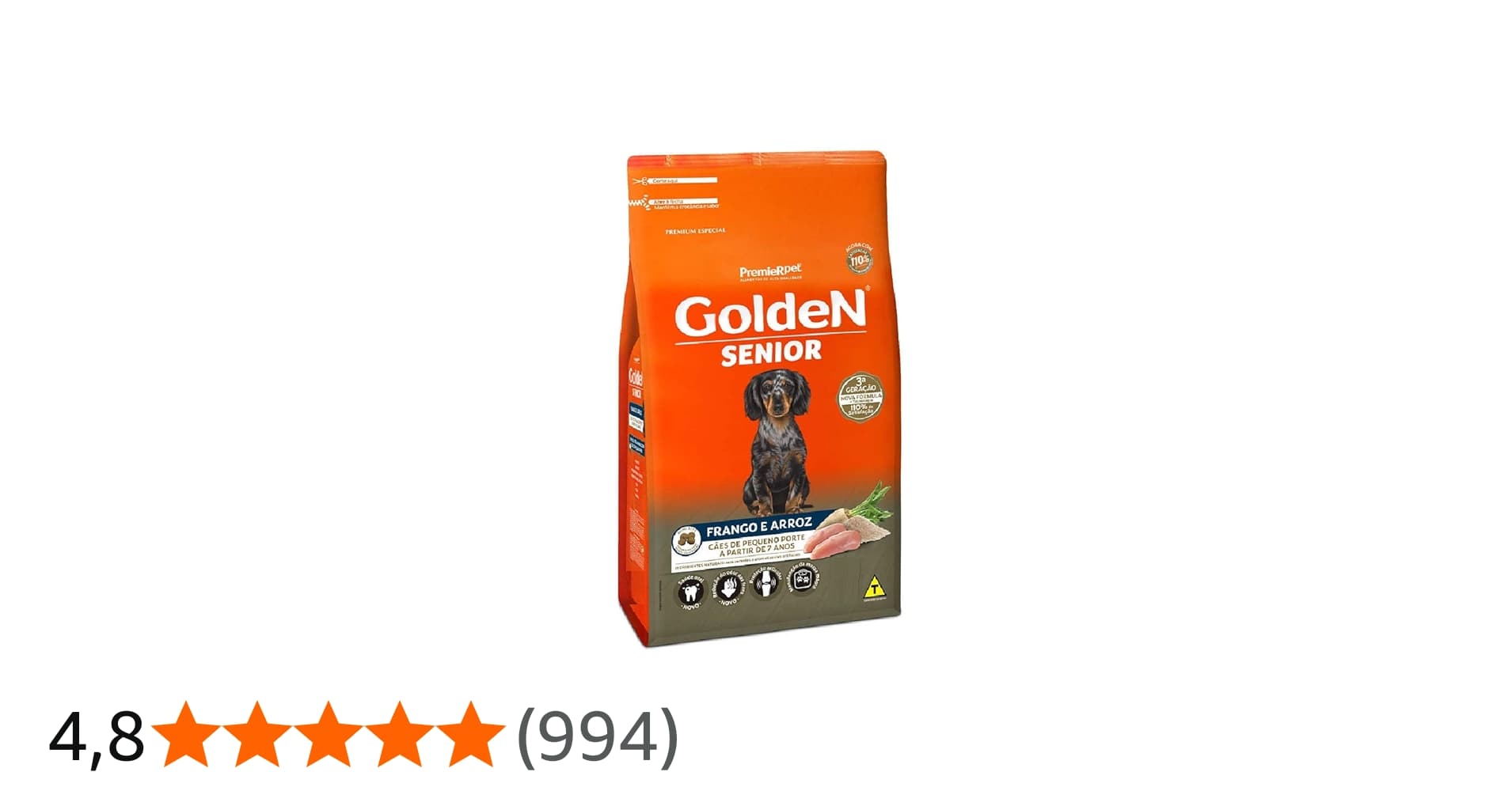 Ração Golden Fórmula Mini Bits Senior para Cães Adultos de Pequeno Porte Sabor Frango e Arroz, 10,1kg Premier Pet para Todas Pequeno Idosos,