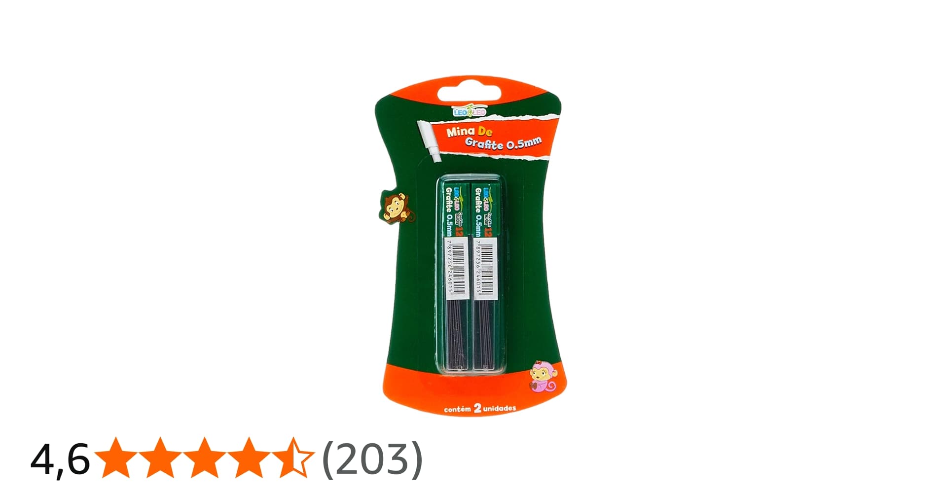 Grafite Hb 0.5mm Blister C/2 Tubos Blister Leo&leo Leonora, Preto