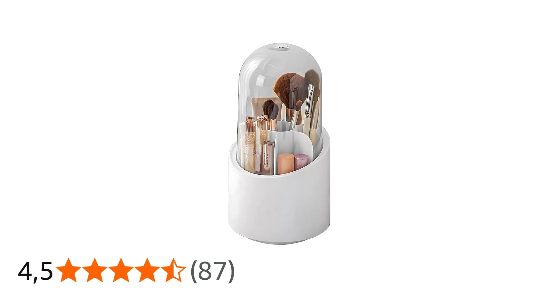 Porta Pincel Giratório com Tampa em Acrílico, com 7 Divisórias - Maquiagem e Organização (Com Tampa Branco/Rosa)