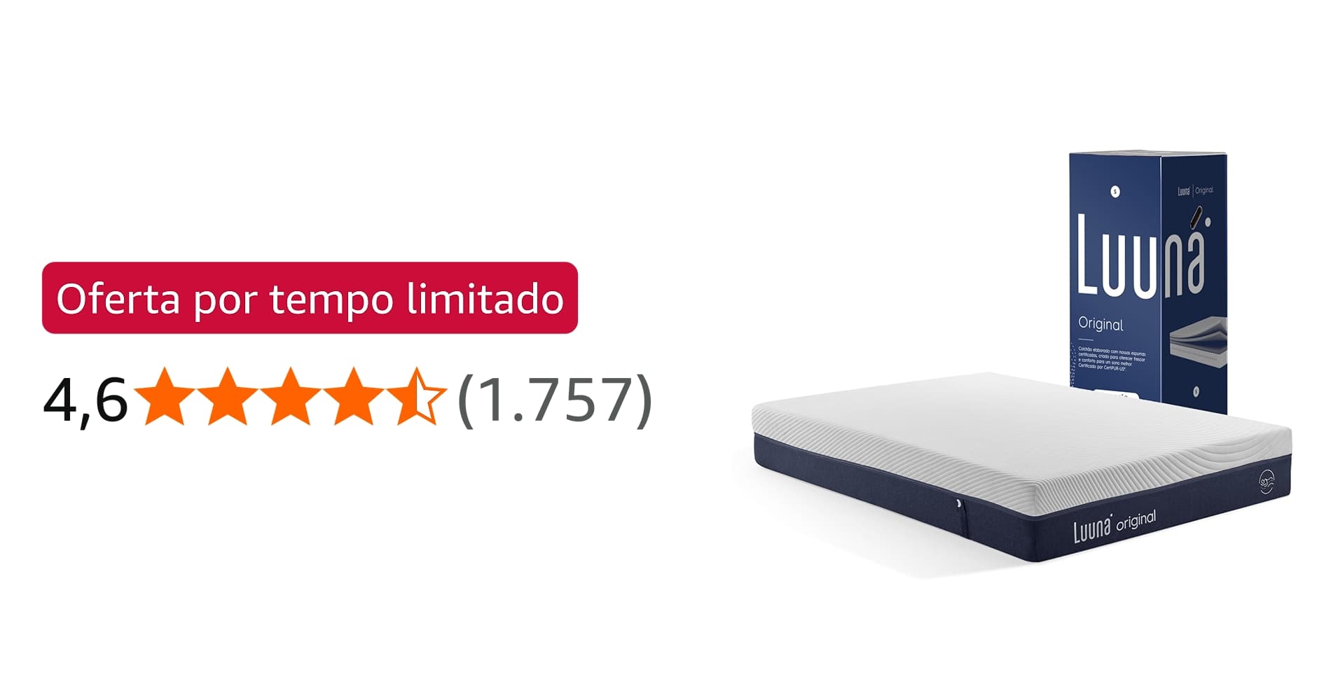 Oferta: Colchão Casal, Luuna, Original Firme, Garantia 10 Anos, Suporte Adaptação, Bloqueio de Movimentos - 138x188cm