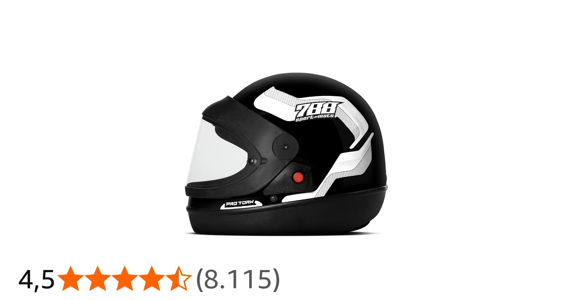 Capacete Fechado Pro Tork Sport Moto 788 Preto - Branco Tam. 58