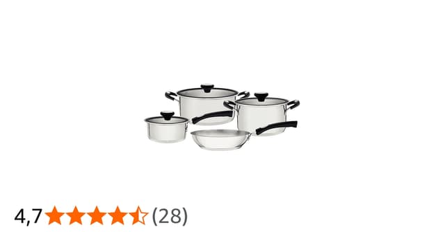 Jogo de Panelas Tramontina Solar Silicone em Aço Inox 4 Peças
