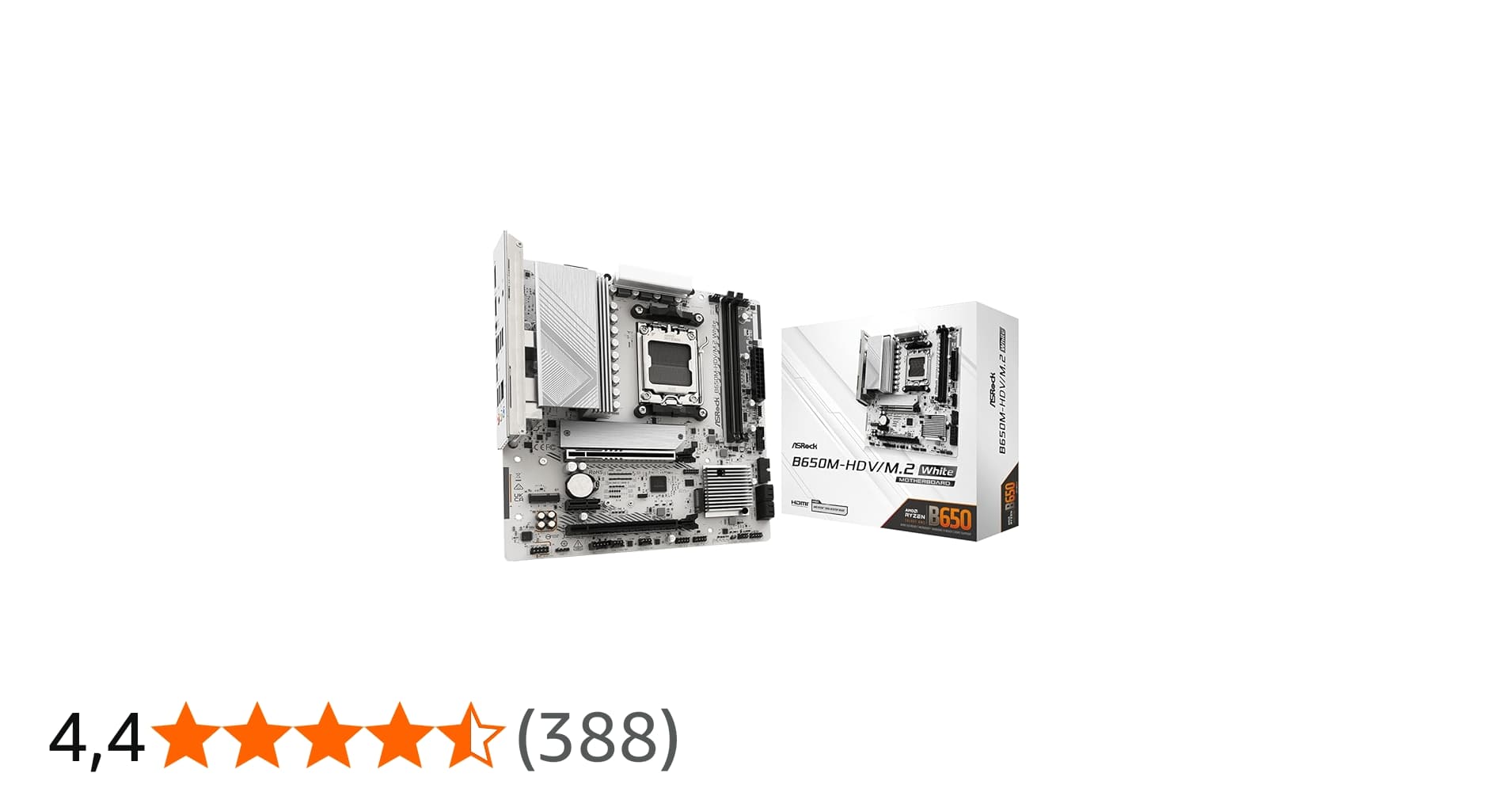 ASRock Placa-mãe B650m-hdv M.2 Micro-ATX Am5 Branca, Amd Ryzen 9000/8000/7000, PCIe 5.0 X16, Ddr5 8200+(oc), Dual M.2 (Gen5/Gen4), USB 3.2 Type-C, Lan 2.5g