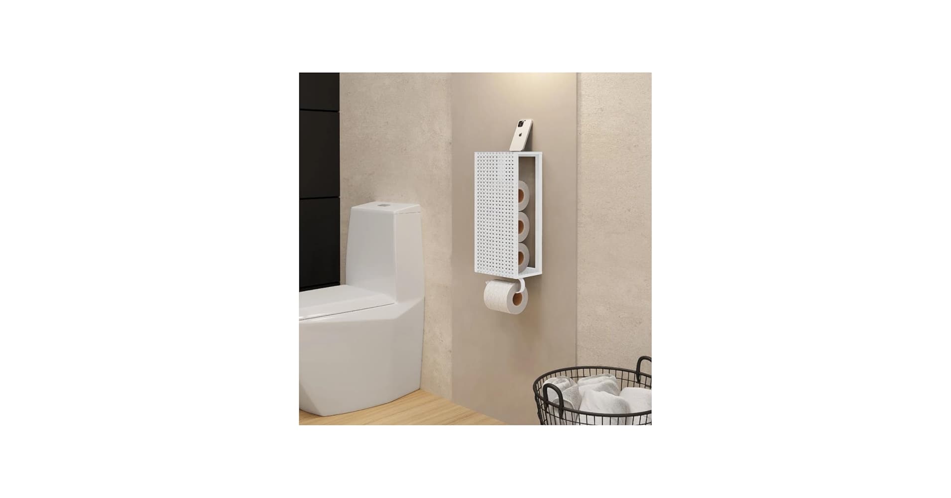 Porta Papel Higiênico Suporte Papel Banheiro Parede Suspenso Estilo Industrial, Utibom® (Branco)