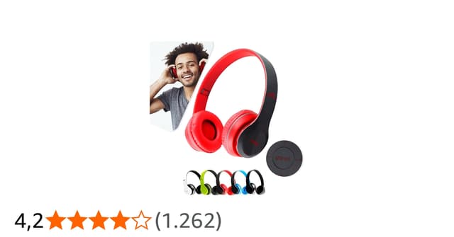 Fone de Ouvido Bluetooth Headphone P47 Sem Fio Wireless Micro Sd 5.0 Dobrável com Microfone Regulável para Corrida Academia Escritório Caminhada Reunião Linha Premium (vermelho)