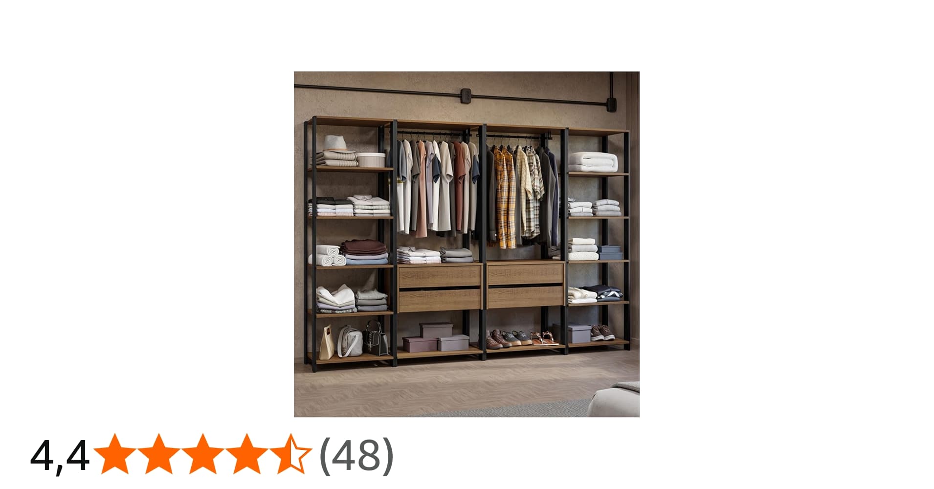 Guarda-roupa Closet Modulado Valencia 4 Gavetas 258cm Rustic/preto Madesa 01