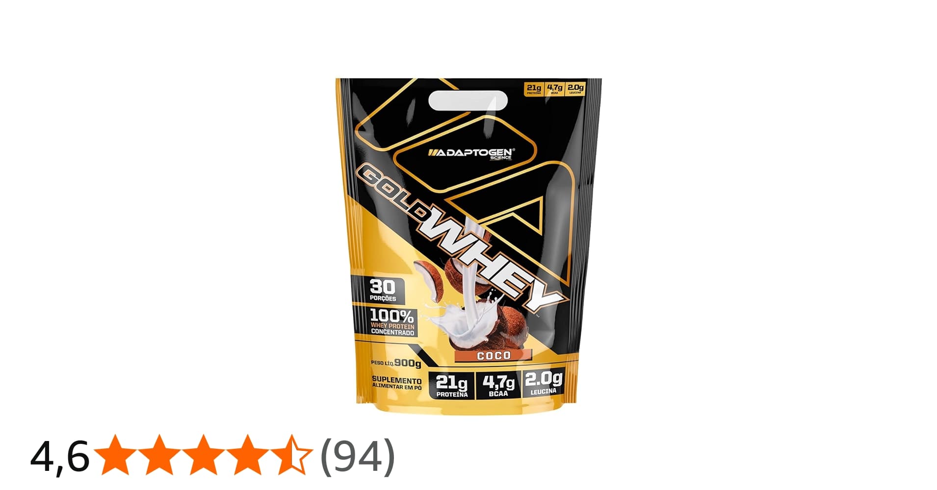 Gold Whey Refil 900g Sabor: Coco - Adaptogen Science | Whey Protein Concentrado