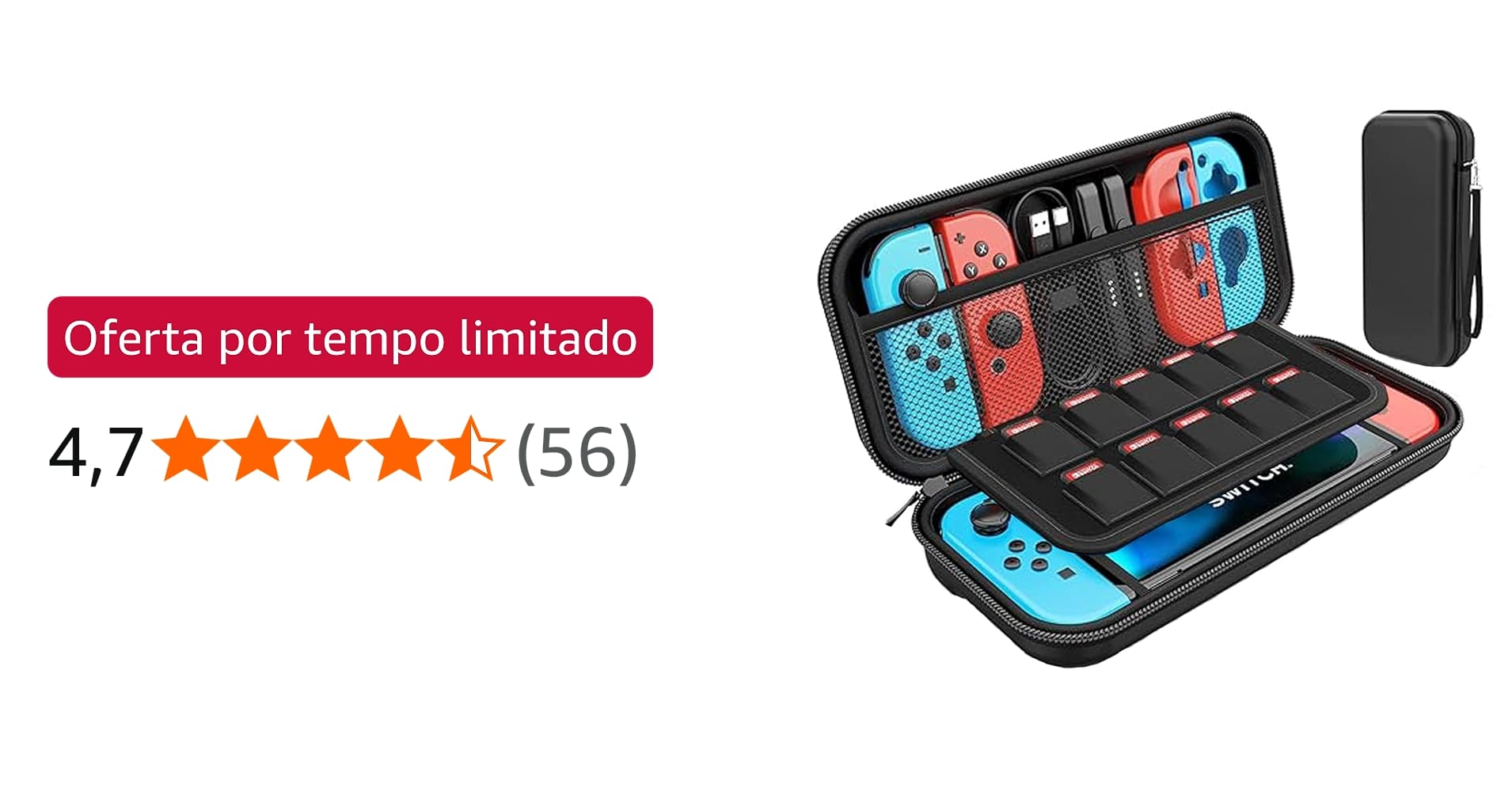 Oferta: Case para Switch OLED e Switch | Estojo Rígido Portátil com Compartimentos, Capa Protetora de Viagem com Espaço para Jogos e Acessórios – Resistente À Água e Impactos