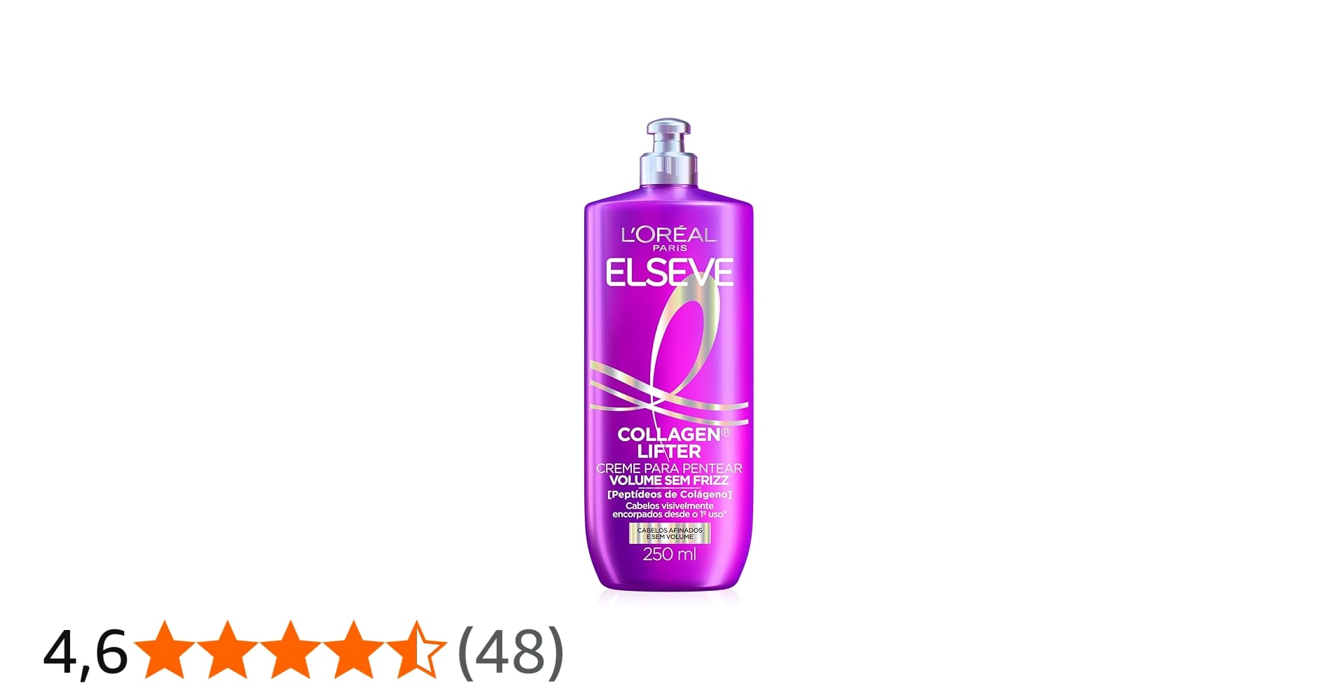 Creme para Pentear Volume Sem Frizz L'Oréal Paris Collagen® Lifter 250ml