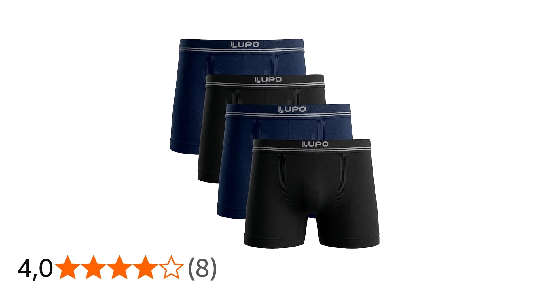 Lupo Kit 4 Cueca Boxer Microfibra de Poliamida Sem Costura Masculina, 2 Azul - 2 Preto, Gg