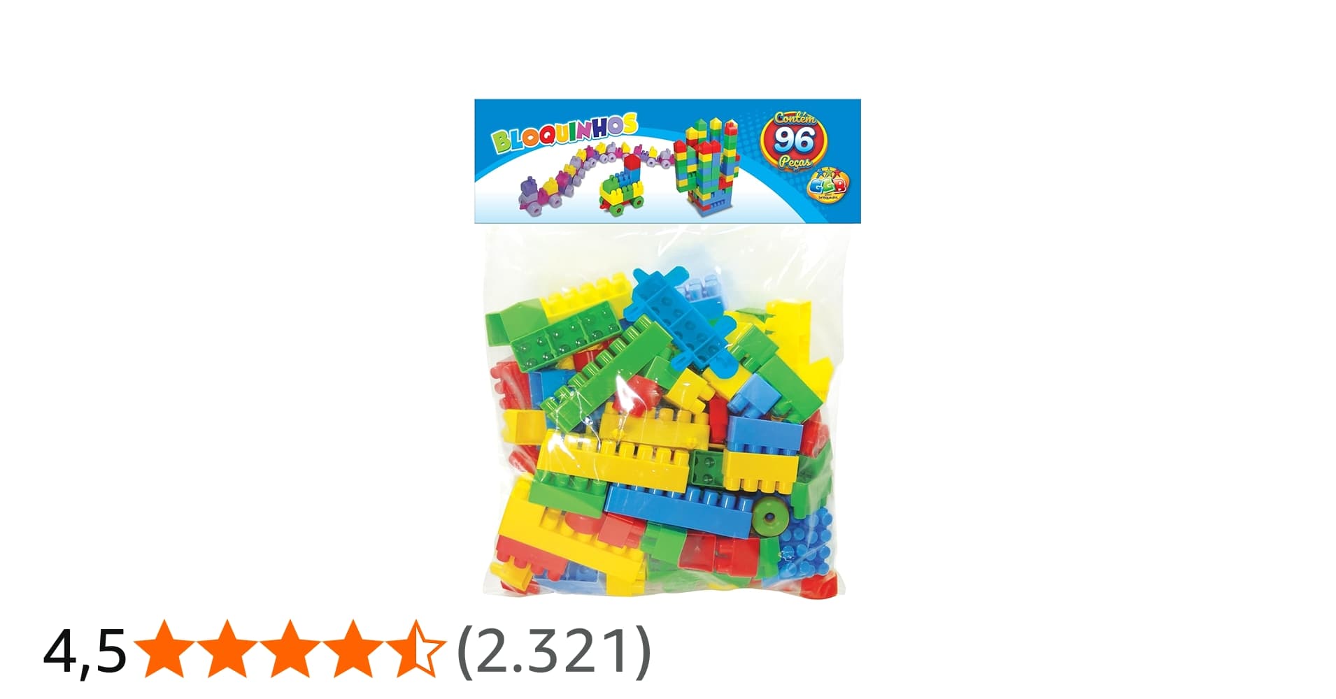 Ggb Plast, 332, Blocos de Montar 96 Peças Educativos Didático Infantil