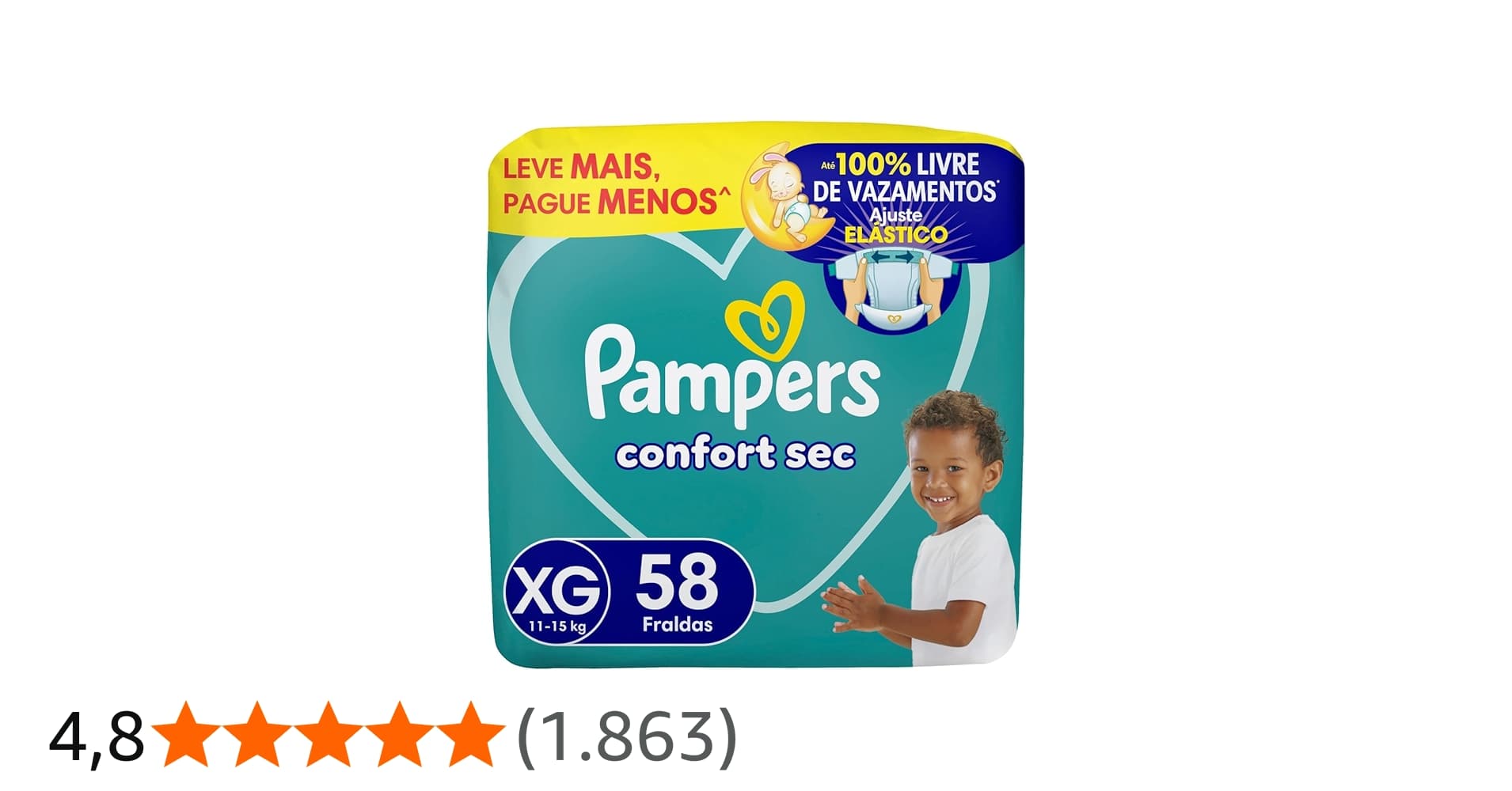 Fralda Pampers Confort Sec Tamanho Xg 58 Unidades