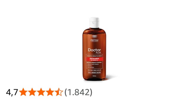Darrow Doctar Plus Shampoo Dermatológico Anticaspa Intensivo com Fórmula Sem Sulfato Que Reduz Descamação, Coceira e Oleosidade e Protege a Fibra Capilar, 240ml