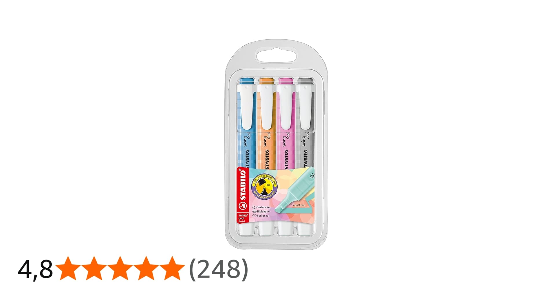 Marca-Texto – Stabilo Swing Cool Pastel – Estojo com 4 Unidades – em 4 Cores Exclusivas