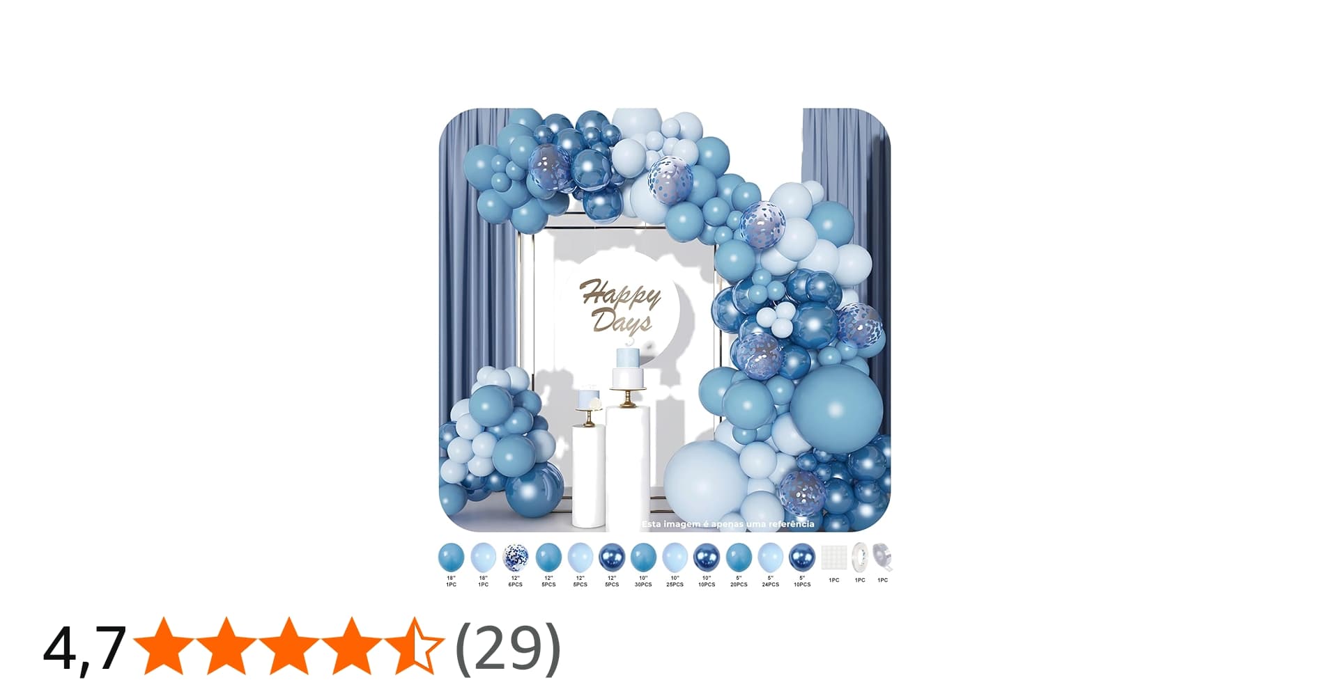 Kit Festa Balões de Aniversário Balões de Látex para Decoração de Festa Arco Bexigas e Painel Feliz Aniversário (145pcs)