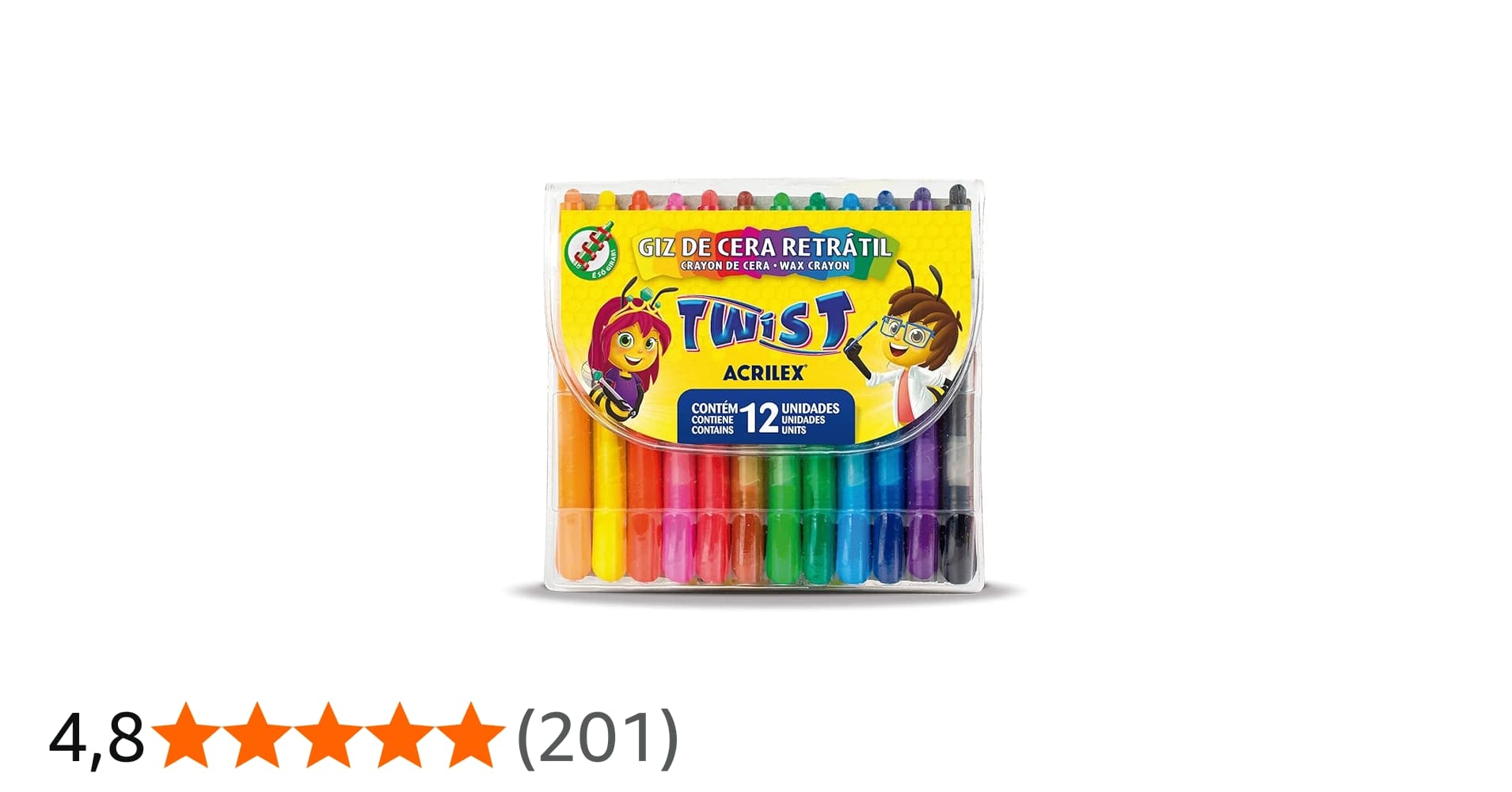 Giz de Cera Retrátil Twist 12 Cores Acrilex