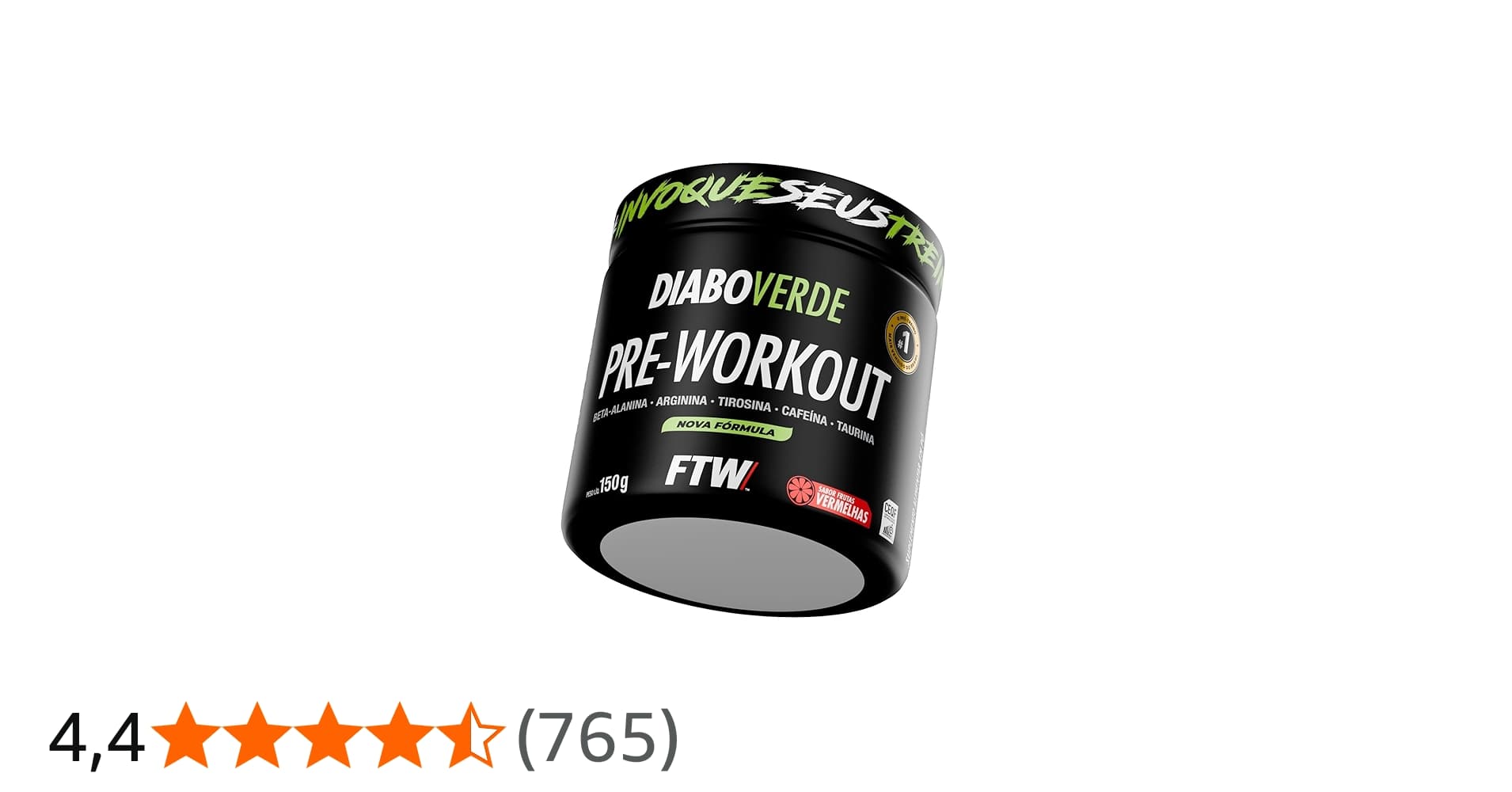 Ftw Pré-Treino Diabo Verde em Pó com Cafeína, Aminoácidos Beta‑Alanina e Arginina para Treinos e Atividades Físicas - Pote 150g (Frutas Vermelhas)