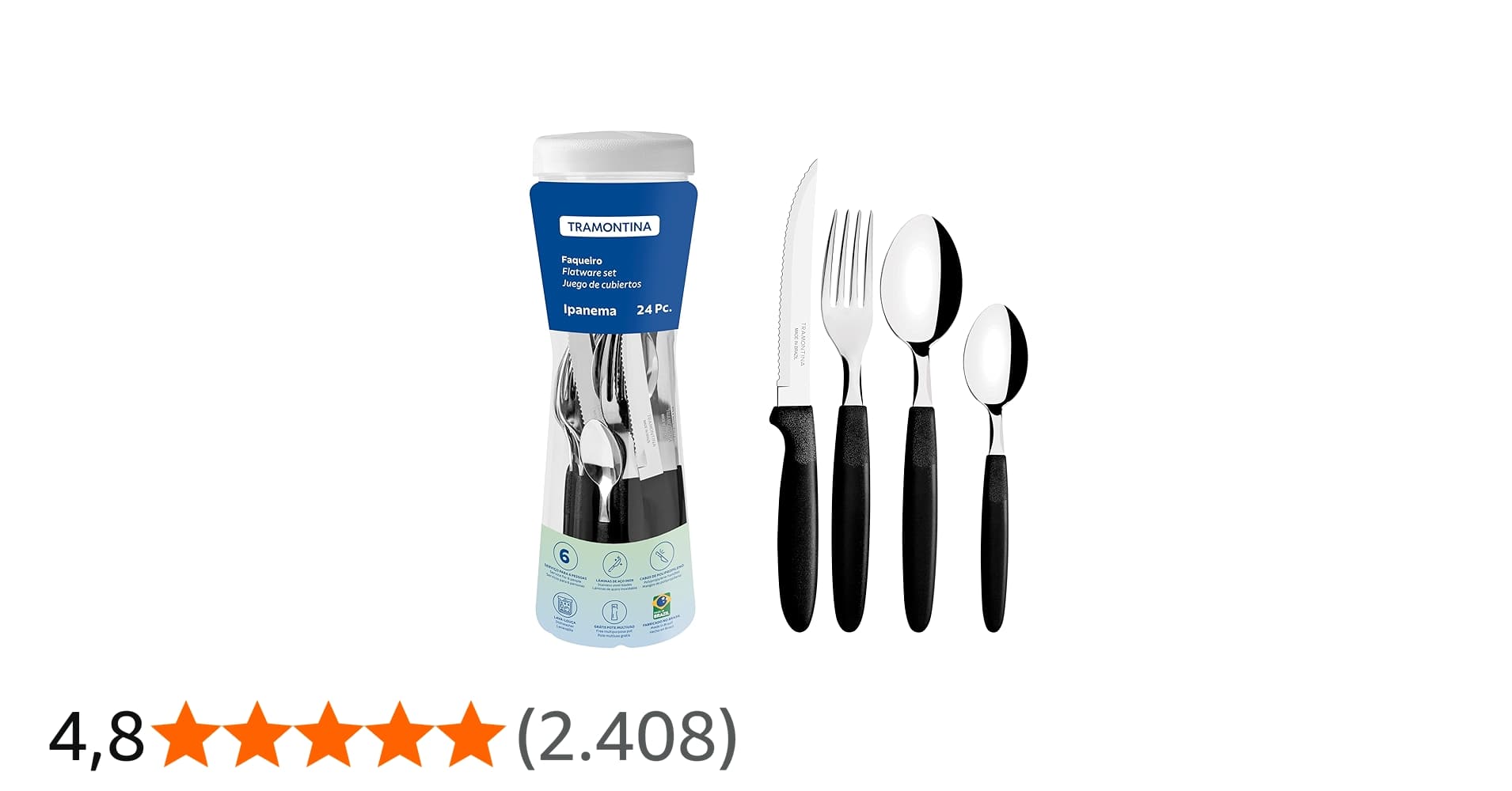 Faqueiro 24 Peças, Tramontina, Ipanema 23399091, Preto