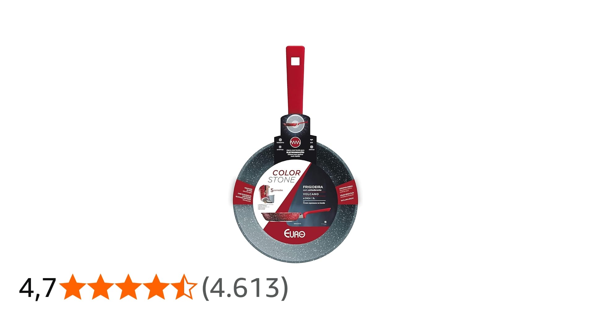 Euro Home - Frigideira 24 Cm 2 L de Alumínio com Antiaderente Color Stone Volcano - Alu8303-vo