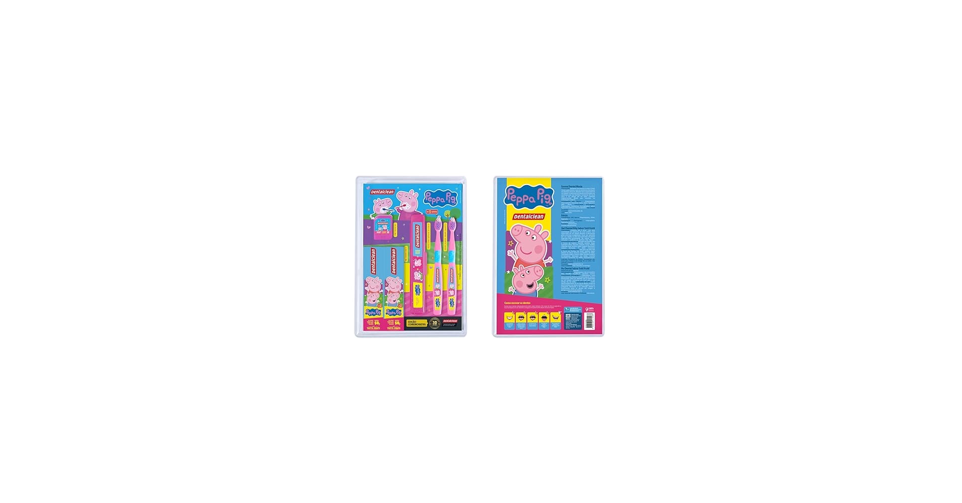 Dentalclean Kit Infantil 2 Escova de Dente - 2 Gel Dental 50g - Fio Dental, Peppa Pig