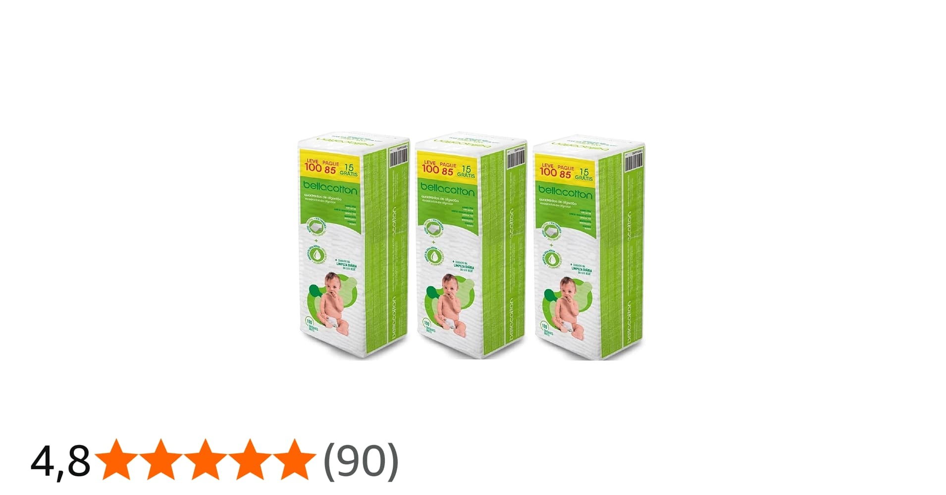 Algodão Bellacotton Quadrado Bebê Sem Perfume 300 Unidades : Amazon.com.br: Beleza