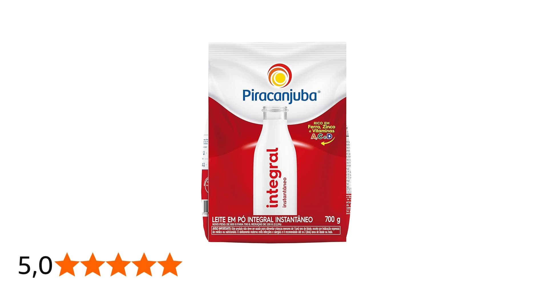 Leite em Pó Integral Instantâneo Piracanjuba Pouch 700g