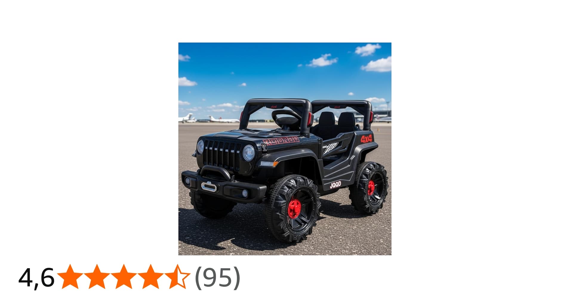 Jipe Infantil Elétrico 12v Carrinho Controle Remoto Música (Preto)