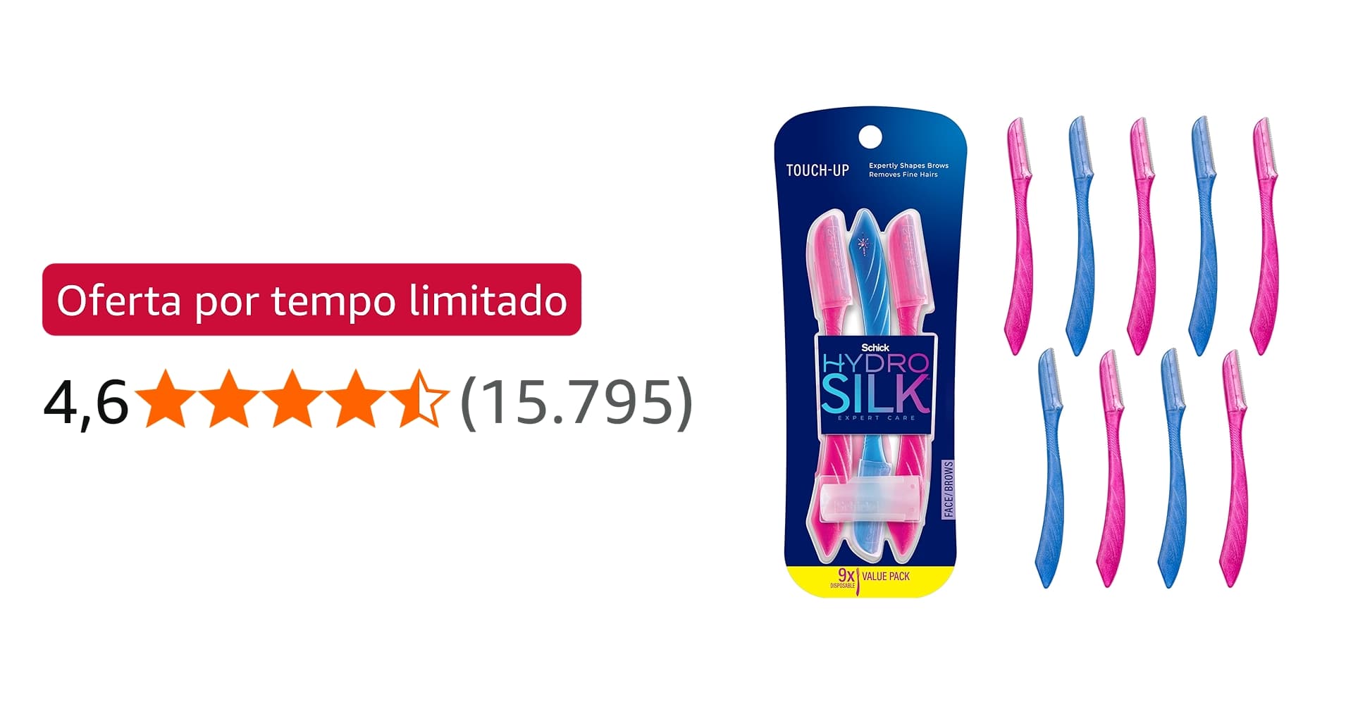 Oferta: Schick Hydro Silk Lâmina de Depilação Touch-Up Rosa/Azul Pacote com 9