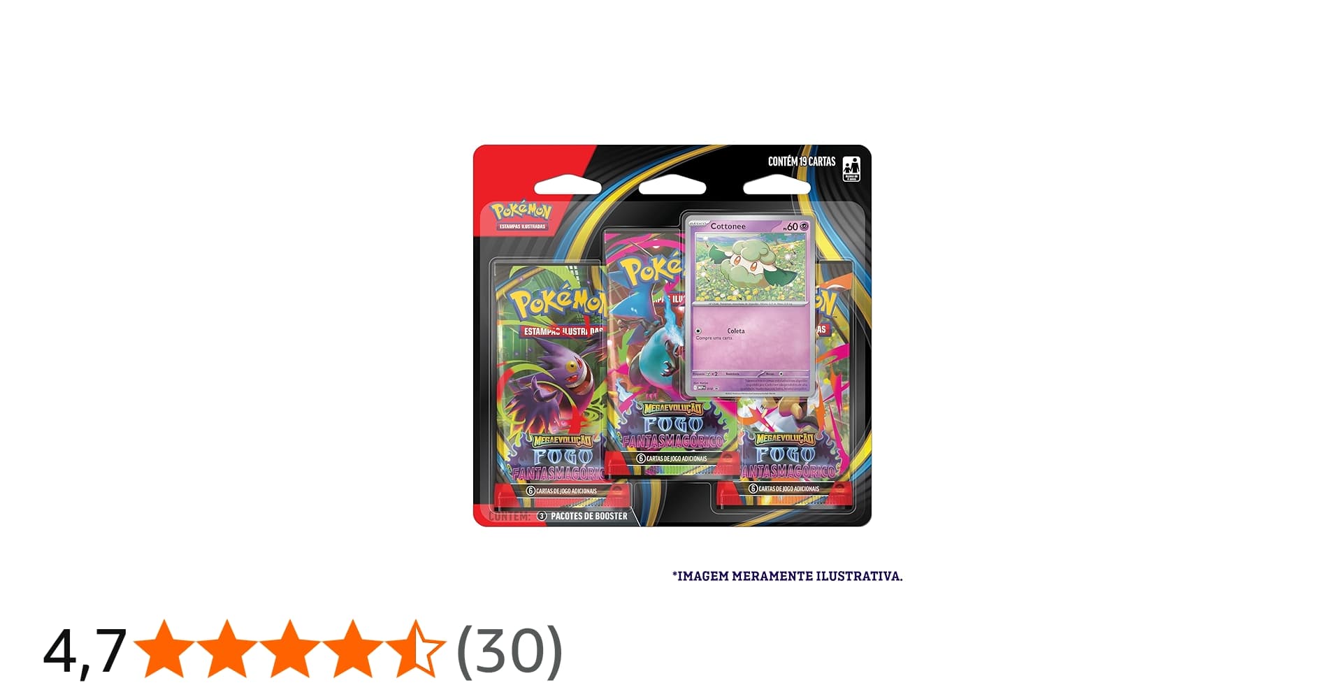 Pokémon Tcg, Blister Triplo Cottonee Me02 Fogo Fantasmagórico