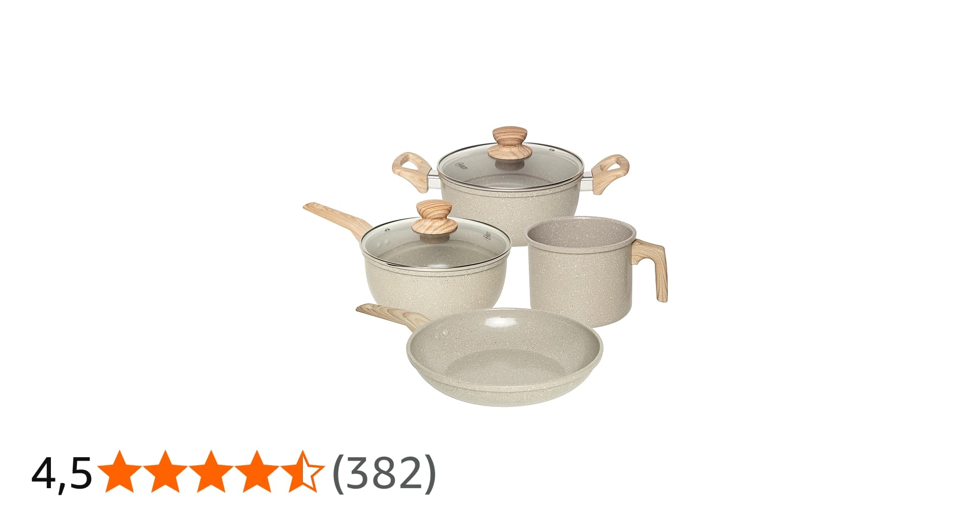 Oster Jogo de Panelas e Leiteira Marble Edition Cinza Dust – 4 Peças com Revestimento Cerâmico Antiaderente, Alças em Silicone Antitérmico e Base Compatível com Indução