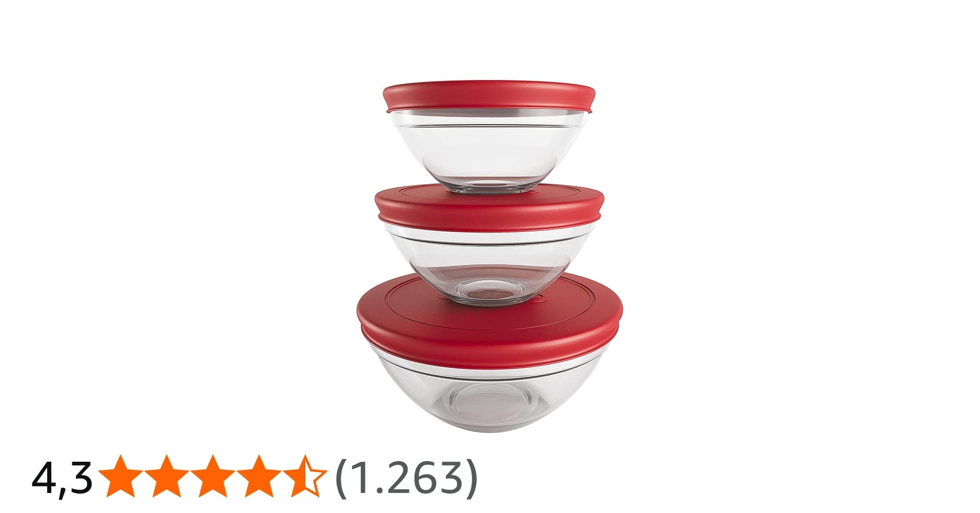 Euro Home - Conjunto com 3 Potes de Vidro Redondos com Tampa Plástica - Vdr7093-vm