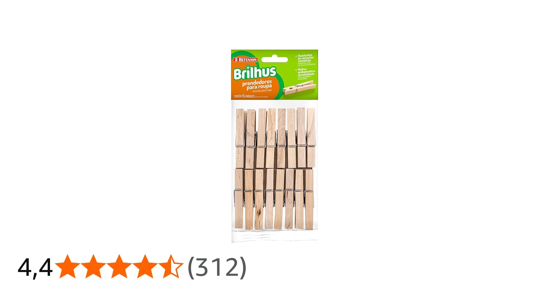 Brilhus - Prendedor de Roupas, em Madeira, Bettanin