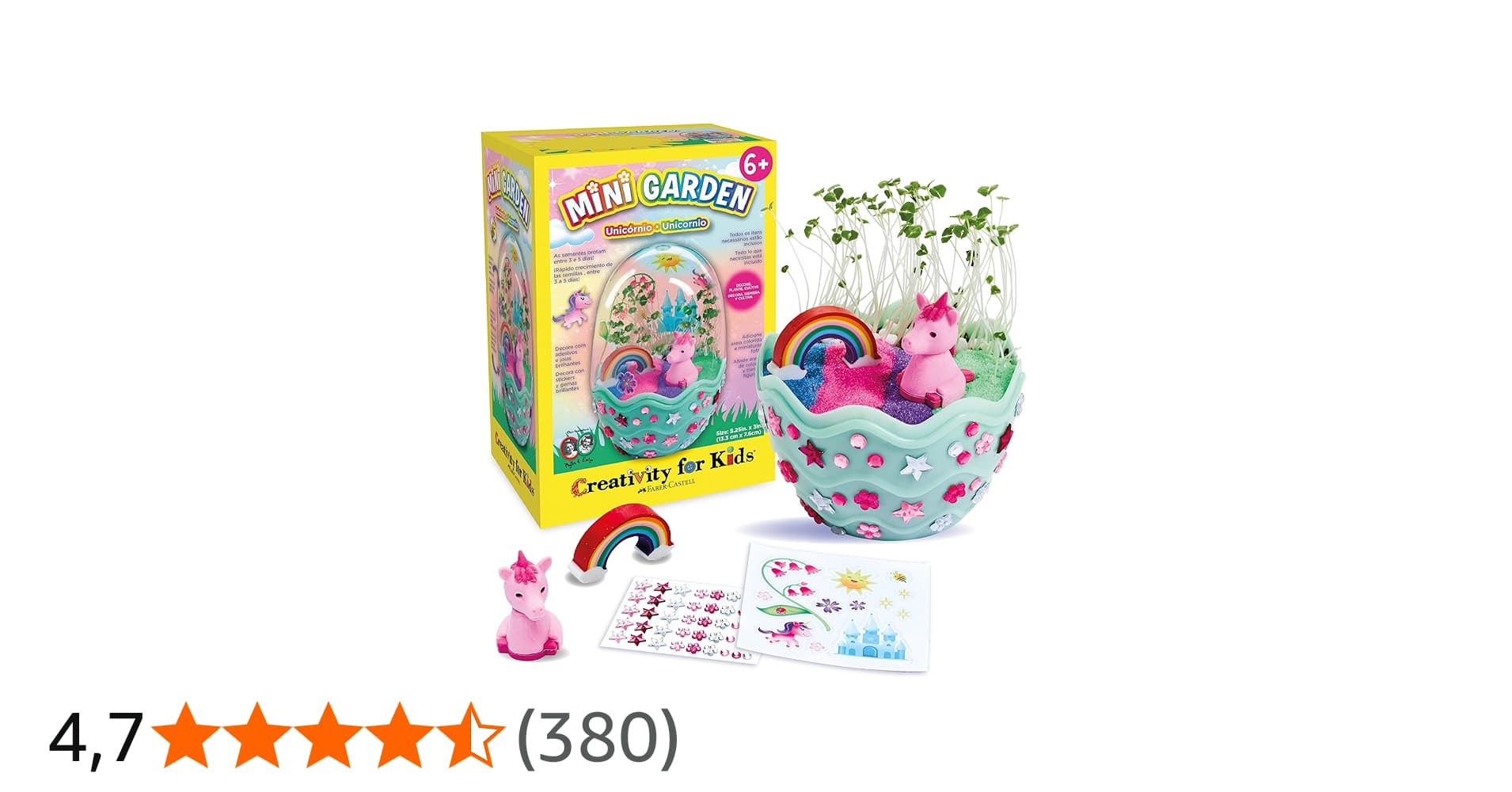 Creativity For Kids, Faber-Castell, Mini Jardim Mágico de Unicórnio, Estimula a Criatividade e Curiosidade, para Crianças a Partir de 6 Anos