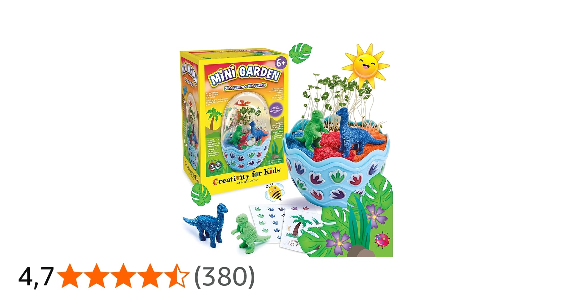 Creativity For Kids, Faber-Castell, MiniJardim Selvagem de Dinossauro, Estimula a Criatividade e Curiosidade, para Crianças a Partir de 6 Anos.